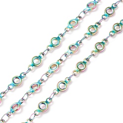 Rainbow Color Цвета радуги 304 звенья цепи из нержавеющей стали, пайки, ионное покрытие (ip), кольцо, 9x4x1 мм
