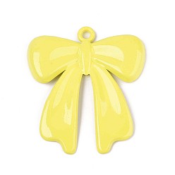 Желтый Спрей окрашены сплава большие кулоны, бантом, без кадмия, без никеля и без свинца, желтые, 59.5x53x6 мм, отверстие : 4 мм