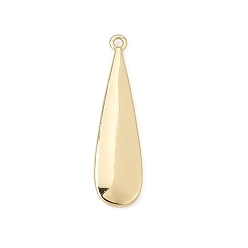 Real 18K Gold Plated Brass Pendants, Teardrop Charms, Real 18K Gold Plated, 24x6x1.4mm, Hole: 1mm