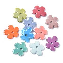 (52) Непрозрачная лаванда Фарфоровые бусины ручной работы, цветок, яркие глазированный фарфор, разноцветные, 34.5x32.5x5 мм, отверстие : 3.9 мм