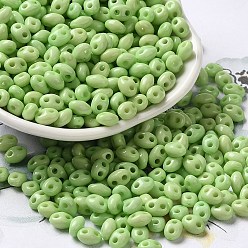 Желто-Зеленый Непрозрачные акриловые бусины, двойное отверстие, овальные, желто-зеленый, 6x4.5x3.3 мм, отверстие : 1.2 мм, Около 14516 шт / 500 г