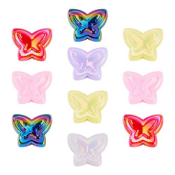 (52) Непрозрачная лаванда 10 шт. непрозрачные акриловые бусины с УФ-покрытием, радужный, бабочка, разноцветные, 17.5x21x10 мм, отверстие : 2.7 мм