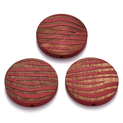 (123L) Белый крем непрозрачный блеск Расписные бусы из натурального дерева, лазерная гравировка, плоский круглый с зеброй, огнеупорный кирпич, 30x5 мм, отверстие : 1.6 мм