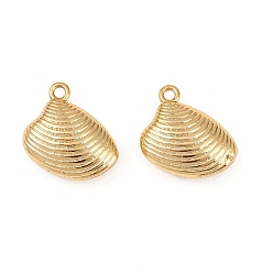 Shell Shape Латунные подвески на тему океана, долговечный, без никеля , реальный 18 k позолоченный, формы раковины, 14x13.5x4.5 мм, отверстие : 1.2 мм