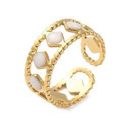 Настоящее золото 18K 304 из нержавеющей манжеты кольца стальные эмалированные, ромб, реальный 18 k позолоченный, регулируемый