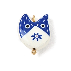 Blue Baking Paint Alloy Charms, Cat Shape Charms, Golden, Blue, 12x15x3mm, Hole: 1.6mm