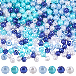 (52) Непрозрачная лаванда 1200 шт 4 акриловые бусины в стиле имитация жемчуга, окрашенные, круглая бусина из перламутрового стекла с росписью для запекания, круглые, разноцветные, 4~5x3.5~5 мм, отверстие : 1 мм, 300 шт / стиль