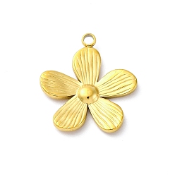 Настоящее золото 18K 304 подвески из нержавеющей стали, вакуумное покрытие pvd, цветочный шарм, реальный 18 k позолоченный, 17.5x16x2 мм, отверстие : 1.6 мм
