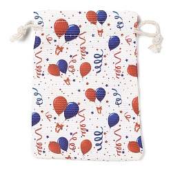 Белый Рождественские сумки для хранения с тканевым принтом, шнурок сумки, прямоугольные, белые, 14x10x0.4 см