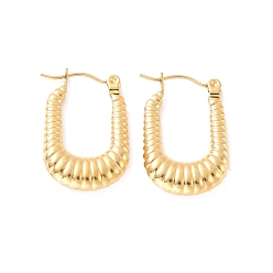 Золотой Ионное покрытие (ip) 304 прямоугольные серьги-кольца из нержавеющей стали, круассан серьги для женщин, золотые, 24x15.5x4 мм, штифты : 0.6 мм