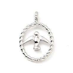 Платина Латунные подвески, без кадмия и без свинца, овальные с птицей, платина, 21.5x14x2 мм, отверстие : 2x3 мм