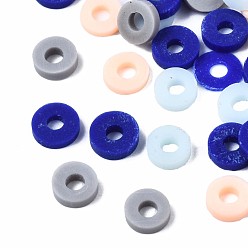 Couleur Mélangete Perles en fimo faits à la main, perles heishi, disque / plat rond, couleur mixte, 4x0.5~1.5mm, Trou: 1.5mm, environ66600 pcs / 1000 g
