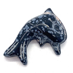 Снежный Обсидиан Подвески из натурального снежного обсидиана с морскими животными, прелести дельфинов, 35x25 мм