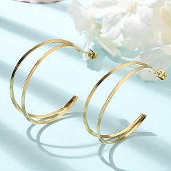 Настоящее золото 18K Ионное покрытие (ip) 304 серьги-гвоздики из нержавеющей стали в форме буквы С для женщин, реальный 18 k позолоченный, 41.5x44x11 мм