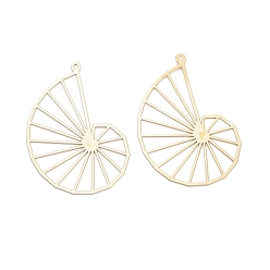 Настоящее золото 18K Латунные подвески, форма раковины, без кадмия, без никеля и без свинца, реальный 18 k позолоченный, 49x35x0.5 мм, отверстие : 1.2 мм