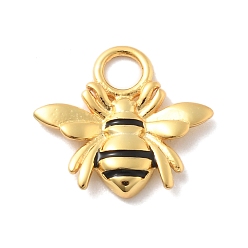 Золотой 925 Подвески в виде пчел из стерлингового серебра с черной эмалью, с печатью 925, золотые, 11.5x12.5x2 мм, отверстие : 2.5 мм
