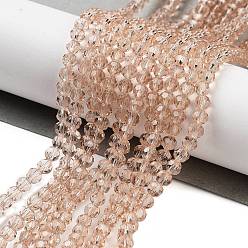Цвет Древесины Стеклянные бусины, граненый (32 граней), круглые, деревесиные, 4 мм, отверстие : 1 мм, около 87~93 шт / нитка, 32~33 см