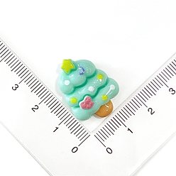 Средний Весенно-Зеленый Рождественская серия макарон цвета непрозрачной смолы декодированные кабошоны, рождественская елка, средний весенний зеленый, 25x20 мм