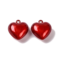 (123L) Белый крем непрозрачный блеск Стойки обшивки латунные подвески, без кадмия, без никеля и без свинца, сердце прелести, огнеупорный кирпич, 20x19x10 мм, отверстие : 2 мм