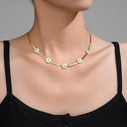 Золотой Ромашка цветок 304 ожерелья из нержавеющей стали, золотые, 16.34 дюйм (41.5 см)