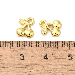 Real 18K Gold Plated 304 Stainless Steel Charms, Cherry Charm, Real 18K Gold Plated, 9.5x7.5x2mm, Hole: 1.4mm