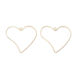 Настоящее золото 14K Подвески с открытой спиной из латуни с гальваническим покрытием, долговечный, без кадмия и без свинца, полые сердца, реальный 14 k позолоченный, 36x40.5x1 мм, отверстие : 2.3 мм