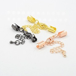 (52) Непрозрачная лаванда Латунный удлинитель цепи, с концами шнура и защелками лобстера, разноцветные, 36 мм, отверстие: 4 мм, конец шнура: 10x5 мм, отверстие : 4 мм