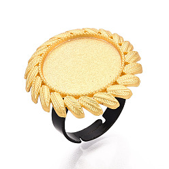 Золотой Основание-кольцо из сплава и железа с вращающимся подносом, изготовление колец с цветочной подкладкой для снятия тревожности, золотые, 27x27 мм, внутренний диаметр: 17 мм, Размер лотка: 18 мм