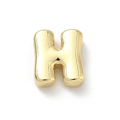 Letter H Латунные бусины, долговечный, стойки покрытие, без свинца и без кадмия, реальный 18 k позолоченный, Письмо ч, 11.5x10.5x4.5 мм, отверстие : 3x2 мм