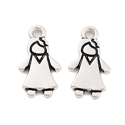 Античное Серебро Стойки обшивки кулон сплава, гальваническое покрытие, не содержит никель-кадмия и свинца, человек, античное серебро, 18x10x2 мм, отверстие : 1.8 мм