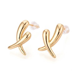 Cross Латунь серьги, реальный 18 k позолоченный, без никеля , крестик, 18x11.5 мм