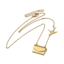 Золотой 304 ожерелья-медальоны-конверты из нержавеющей стали, колье с подвеской в виде ласточки, золотые, 17.32 дюйм (44 см)