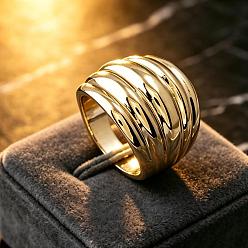 Golden Multi Layered Zinc Alloy Finger Rings for Women, Golden, 21mm, Inner Diameter: 17mm
