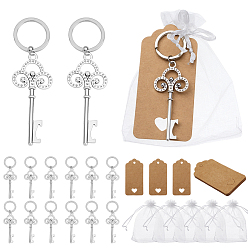Платина Брелки для ключей из сплава, с железными кольцами, подарочными пакетами из органзы, бумажной карточкой и джутовым шнуром, платина, 90 мм