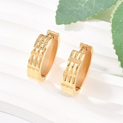 Золотой 304 серьги-кольца из нержавеющей стали с текстурой, с 316 ушными шпильками из хирургической нержавеющей стали, ионное покрытие (ip), золотые, 20x5 мм