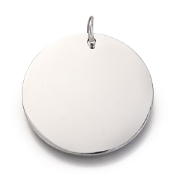 Нержавеющая Сталь Цвет Не тускнеющие 304 подвески из нержавеющей стали, ручная полировка, с прыжковых колец, штамповка заготовок тегов, плоско-круглые, цвет нержавеющей стали, 25x1 мм, отверстие : 3.5 мм