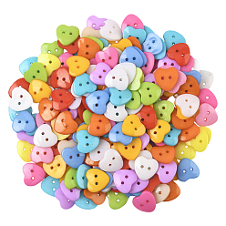 Сердце 1 сумка 2 пуговицы из смолы с отверстием, разноцветные, сердце, 14.5x15x3 мм, отверстие : 1.8 мм