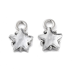 Платина Сплав с подвесками из горного хрусталя, звезда очарование, без кадмия и без свинца, платина, 11x7.5x4 мм, отверстие : 2 мм