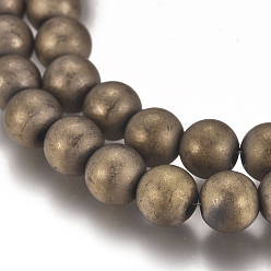 (252) Цвет внутри: морской / фиолетовый на подкладке Нити магнитных синтетических гематитовых бусин с вакуумным покрытием pvd, матовые, круглые, античная бронза покрытие, 6 мм, отверстие : 1.5 мм, около 68 шт / нитка, 16.06 дюйм (40.8 см)