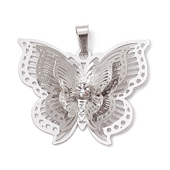 Бабочка Подвески латунные горный хрусталь, филигранные шармы, платина, бабочка, 30x36x8.5 мм, отверстие : 6x3 мм