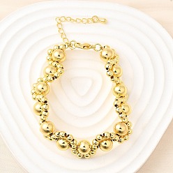 Настоящее золото 18K Браслеты из латунных бусин для женщин, отпечаток лапы, без кадмия и без свинца, стойки покрытие, долговечный, реальный 18 k позолоченный, 6-7/8 дюйм (17.5 см)