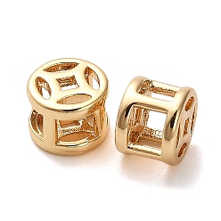 Настоящее золото 18K Латунные бусины, без кадмия, без никеля и без свинца, китайская медная денежная форма, реальный 18 k позолоченный, 6x5 мм, отверстие : 2.5x2.5 мм