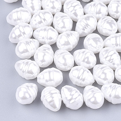 Creamy White Eco-Friendly ABS Plastic Imitation Pearl Beads, High Luster, Grooved, teardrop, Creamy White, 10x7.5mm, Hole: 1mm
