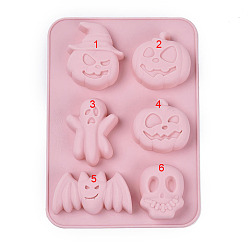 Pink Halloween Theme, Food Grade Silicone Molds, Fondant Molds, For DIY Cake Decoration, Chocolate, Candy, UV Resin & Epoxy Resin Jewelry Making, Mixed Shapes, Pink, 214x152.5x21.5mm