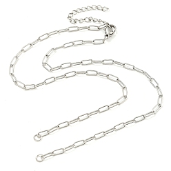 Нержавеющая Сталь Цвет Устойчивые к потускнению 304 цепочки из нержавеющей стали для ожерелий, с когтя омара застежками и конечных цепей, цвет нержавеющей стали, 15.43 дюйм (39.2 см), отверстие : 2.1 мм