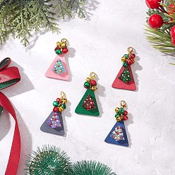 (52) Непрозрачная лаванда Елочные украшения из стекла и дерева в форме треугольника, Застежки-когти из сплава омара, подвески для украшений сумок, разноцветные, 48 мм