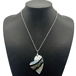 Сердце Сплав паве натуральный красочный кулон из ракушки абалон винтажные эффектные ожерелья, платина, сердце