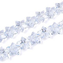 Светло-Синий Выпечка краска бисер пряди, звезда и бантом, голубой, 13.5~14x14~15x7.5~8.5 мм, отверстие : 0.8~0.9 мм, около 49~50 шт / нитка, 23.62~24.02 дюйм (60~61 см)