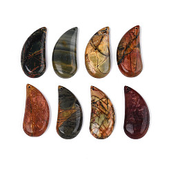 Пикассо Камень 2 шт. подвески из натурального красного камня пикассо/полихромной яшмы, слезинки, 41~42x18.5~19.5x6~7 мм, отверстие : 1~1.2 мм