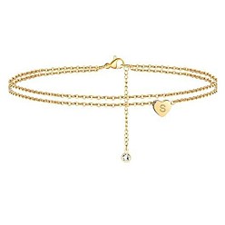 Letter S Браслеты на лодыжку из латуни с хрустальными стразами, золотые, Письмо с, 9-1/8 дюйм (230 мм)